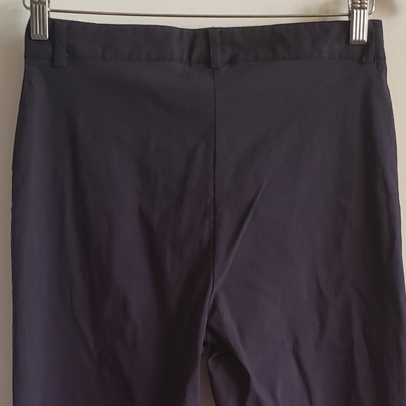 BGN Navy Blue Rayon Nylon Lycra Dress Pant Stitch Floral Ankle Cuffs Woman 7 - Picture 5 of 7